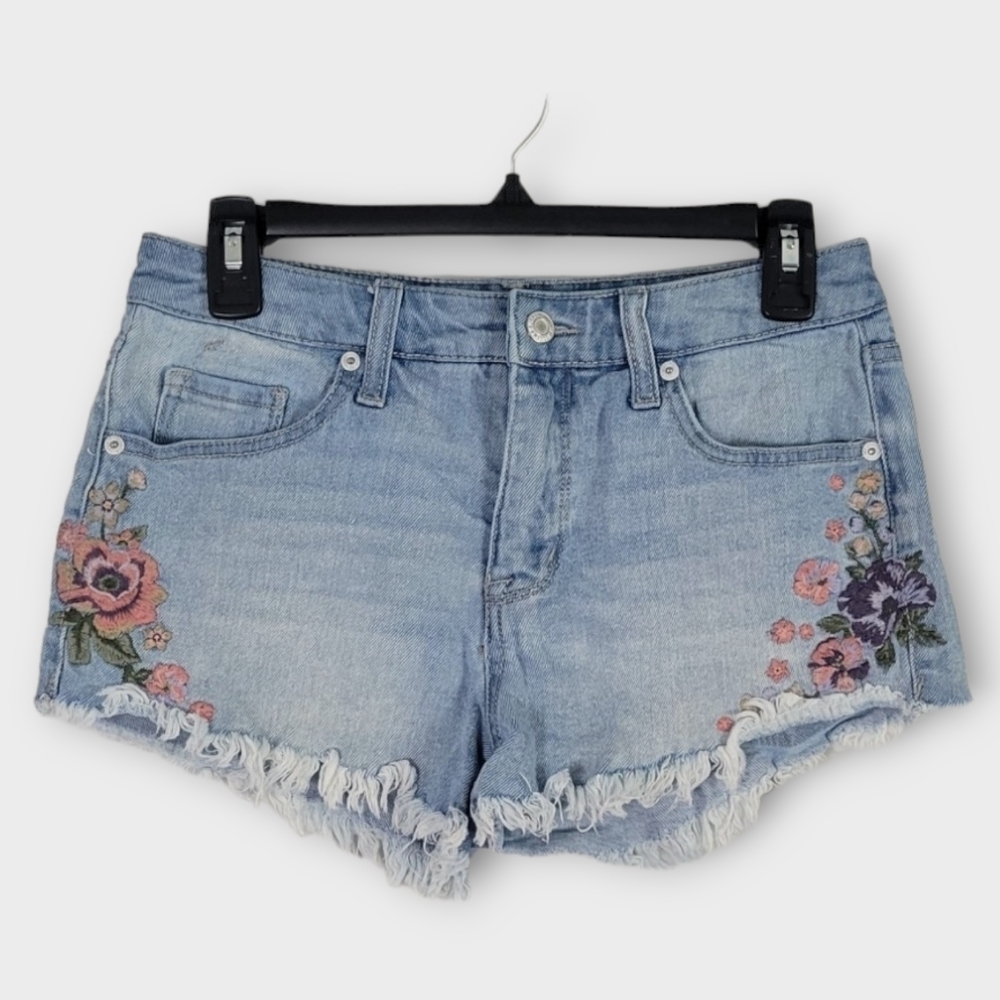 Mossimo SIze 4/27 Fringe Hem Floral Embroidered Shorts